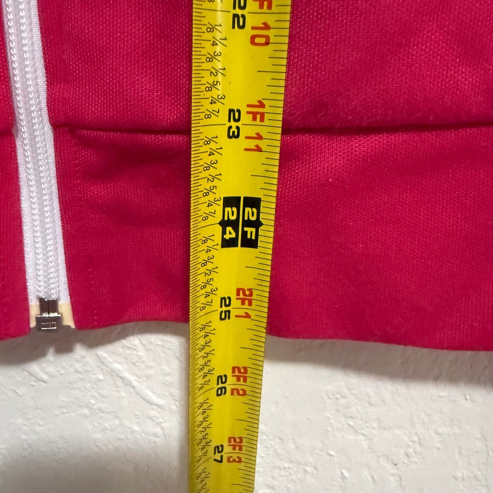 Vintage Adidas Women's Track Jacket Pink White Logo Zip Up Lips Lining Size S - Picture 10 of 10